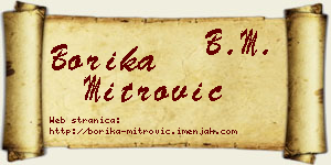 Borika Mitrović vizit kartica